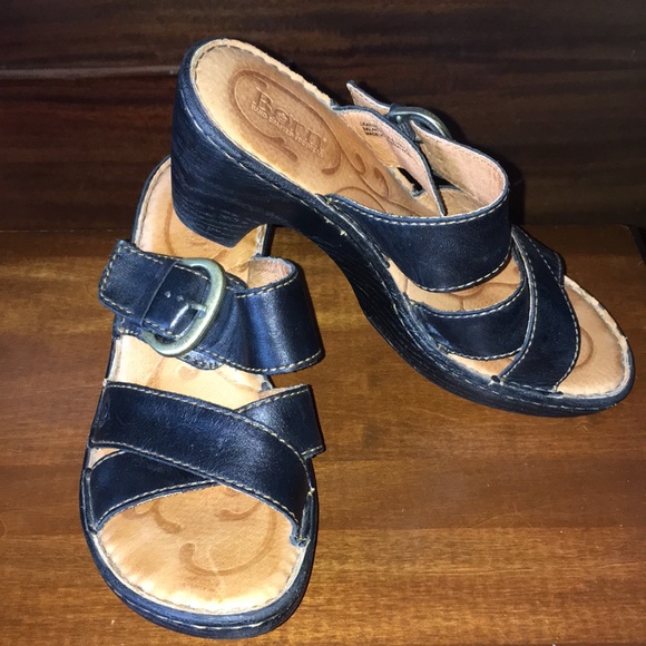 born black leather sandals